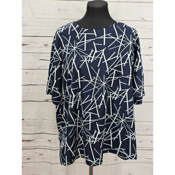 Notations Clothing Company Navy & White Abstract Pattern Blouse - Women's 24W‎ - Picture 1 of 10